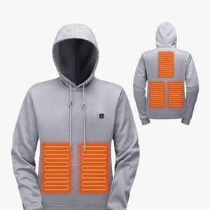 Men’s Large Plug-In Heated Hoodie Gray Electric Warming Sweatshirt NWOT